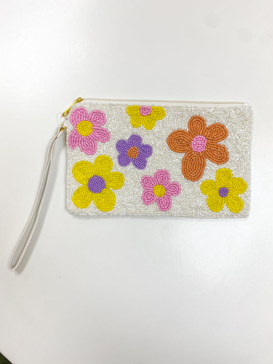 Flower Beaded Coin Pouch