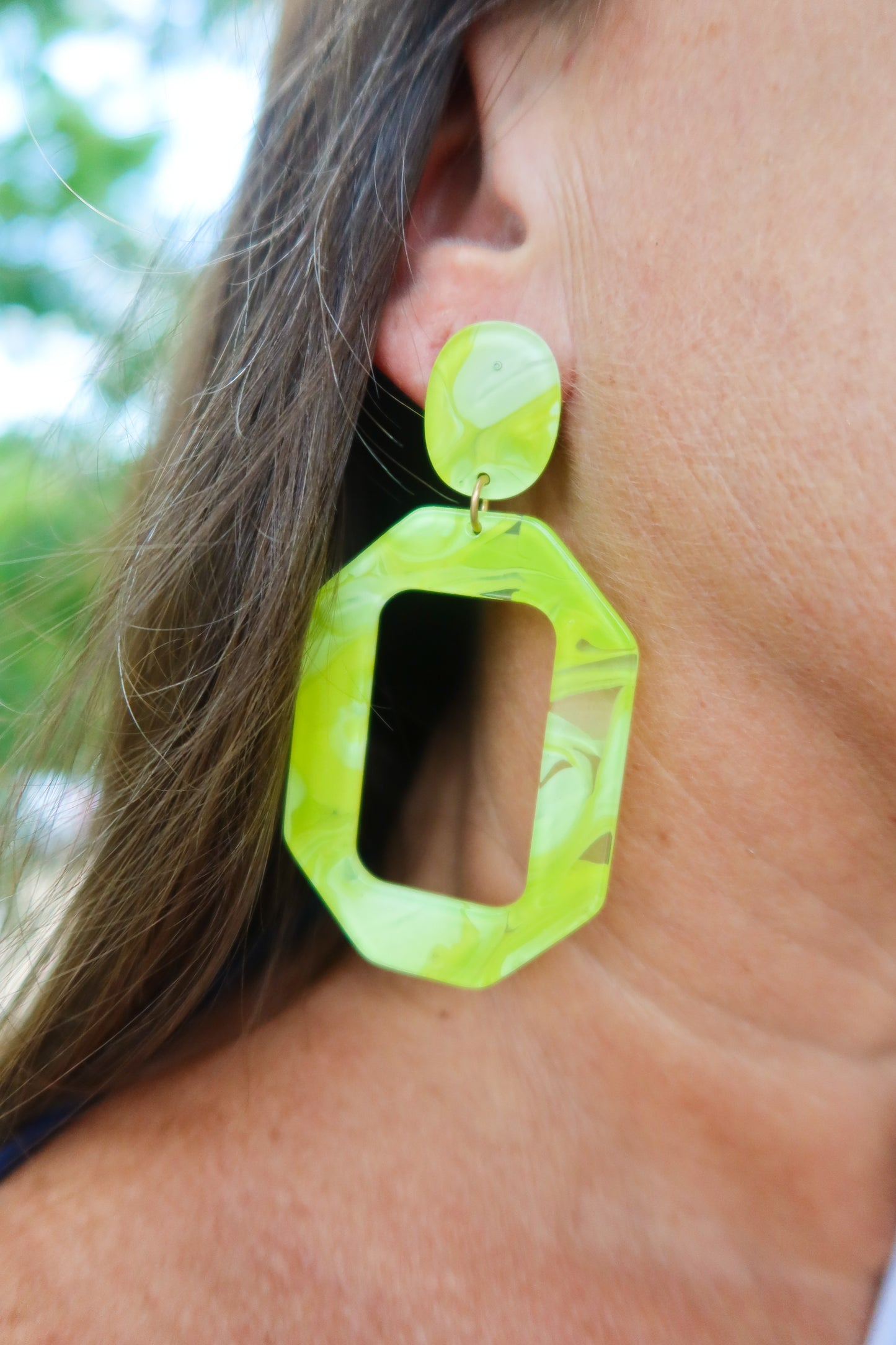 Green Marble Earrings